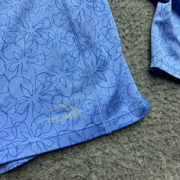 L.L.Bean Shirt M Reg Floral 1/4 Zip Long Sleeve Mock Neck Lightweight Running - Picture 4 of 9